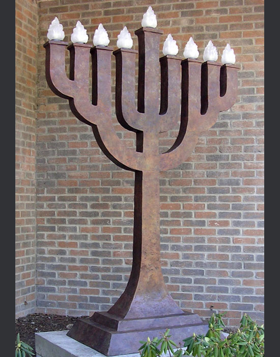 Menorah by David Klass of Synagogue Art: Temple Beth Rishon, Wyckoff, NJ