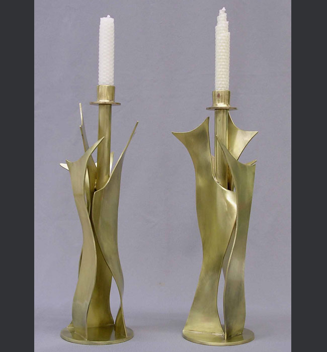 Shabbat Candlesticks by David Klass of Synagogue Art: Beth Haverim Shir Shalom, Mahwah, NJ