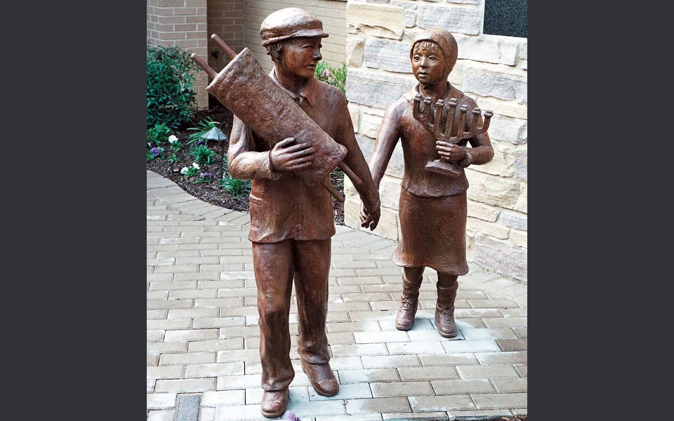 Bronze Statues by David Klass of Synagogue Art: Schenker Holocaust Memorial Garden, Congregation Beth Emeth, Wilmington, DE